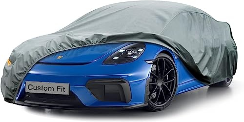 kayme Robustes Autoabdeckung Wasserdicht Atmungsaktiv Passend für Porsche 718 Boxster Cayman 981 982 986 987,Vollgarage Autoplane für Sonne Schutz Staub,Auto Abdeckplane Faltgarage Abdeckung.