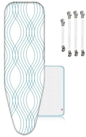 ZJBKX Copriasse da stiro XXL, 125 x 45 cm, per ferri da stiro a vapore, chiusura con coulisse, facile da montare, 4 clip protettive in tessuto a rete