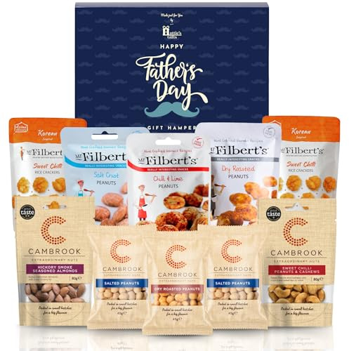 Hattie's Gifts Gourmet Nuts Gift Set - Savoury Snack Hamper with Peanuts, Almonds, & Cashews - Pub Snacks, Movie Night Box, Food Hamper Gifts
