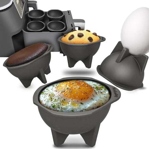 4x ZauberFry Pochiereinsätze – Multifunktional, Eierkocher, Muffins & Kuchen, Kompatibel mit Ninja AF300EU, AF400EU, AF451EU, AF500DE, SL400EU Heißluftfritteuse, Lebensmittelecht & Hitzebeständig | AF400EU, AF451EU, AF500DE, SL400EU, Multifunktional, Eierkocher, Muffins & Kuchen, Lebensmittelecht & Hitzebeständig