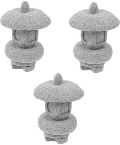 BESPORTBLE 3pcs Miniature Pagoda Stone Statue Vintage Zen Garden Decor Mini Pagoda Model for Bonsai Adorn Table Pavilion Ornament for Fairy Garden Outdoor