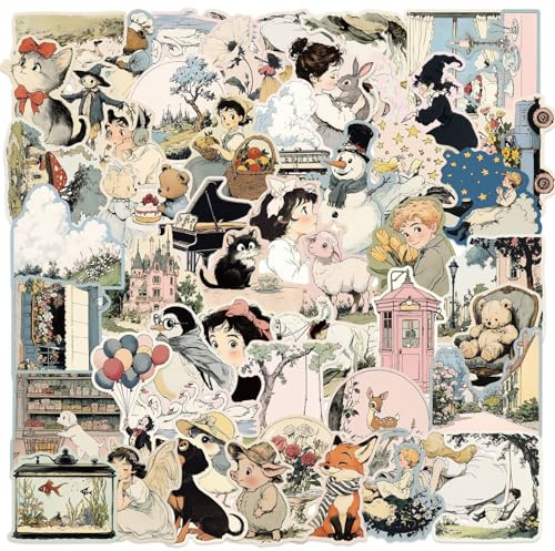 Cartoon Comic World Stickers 50Pcs Vinyl Cute Animal Stickers for Laptop Water Bottle Luggage Skateboard Scrapbook Car Phone Helmet,Waterproof Funny Anime Sticker for Girls Adults