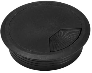 2 pasacables de escritorio de 60/80 mm con pasacables para puerta de salida, cubierta de cables, caja de paso de cables de oficina (negro, 80 mm)