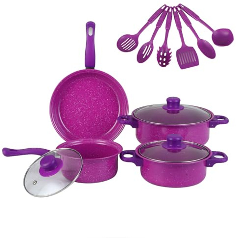 Set di pentole e padelle antiaderenti, 13 pezzi, set di utensili da cucina, regalo per amici e familiari