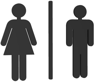 WC Toiletten Schild Männer Frauen Unisex Symbol | Toilettenschild ohne Bohren | WC-Schild für Badezimmer zum kleben | Einfache Montage Selbstklebend (Basic)