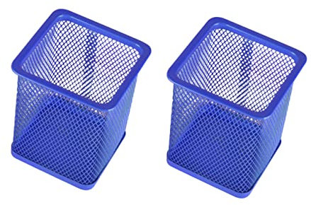 Housoutil 2stücke Metall Stiftehalter Quadratisch Mesh Drahtmetall Stifthalter Schreibtisch Organizer Blau Robust Kratzfest Ergonomisch Leicht Tragbar Für Stifte Kosmetik Kleine Utensilien