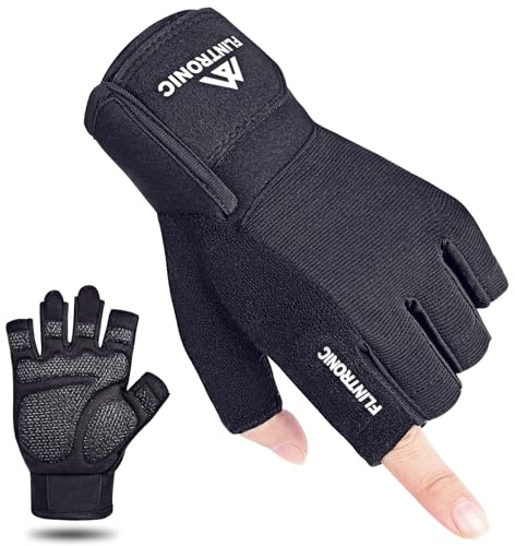 flintronic Gants Musculation, Gants de Fitness Homme et Femme, Gant de Gym Antidérapants, Gant d'haltérophilie Rembourrée en Silicone, Respirants, pour Entraînements, Gym, Cyclisme, Gymnastique-M