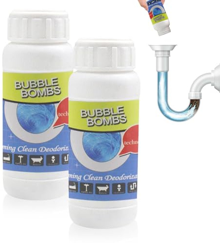 Hochwirksamer Rohrreiniger mit Schaum, 2pcs Abflussreiniger Extra Stark, WC Reiniger Extra Stark, Schnell Rohrfrei, Entfernt Schmutz und Gerüche, für Küche, Bad, Toilette & Balkon