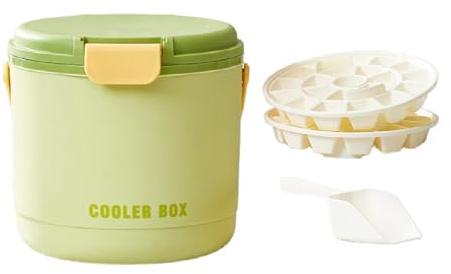 Harilla Cubitera Térmica, Contenedor para Cubitos de Hielo, 2,6 L, con Tapa Y Asa, Nevera Portátil para Uso Interior Y Exterior, Recipiente de Almacenamiento, Verde, tal como se describe