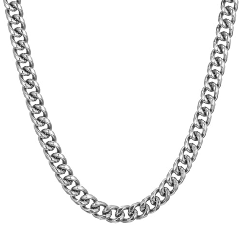 RWQIAN Kette Herren Panzerkette 3mm-9mm Breit Männer Edelstahl Silber/Gold/Schwarz Panzerkette Halskette Gliederkette 14K Gold Vergoldet Klassische Link Chain Länge 45-65cm Geschenk für Damen Männer