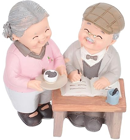 CVUTOVO Romantische Resin Paarfigur Leicht und Tragbar Filigrane Deko für Oma und Opa Liebevolles Altes Ehepaar als Erinnerungsschmuck für Garten und Geschenkidee zum Hochzeitstag