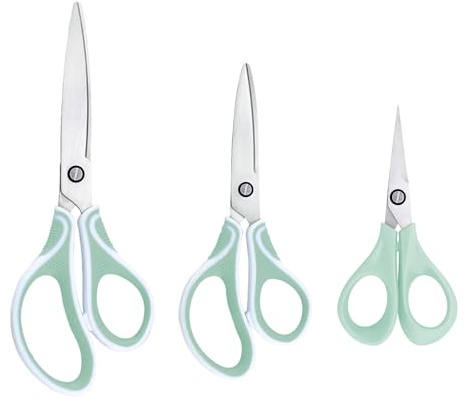 Vaessen Creative Scheren Set – 3 St. Bastelscheren mit Ergonomischen Griff – für Papier, Stoff & Mehr – Kartenbasteln, Scrapbooking und Journaling – Links- und Rechtshänder – Inkl. Präzisionsschere