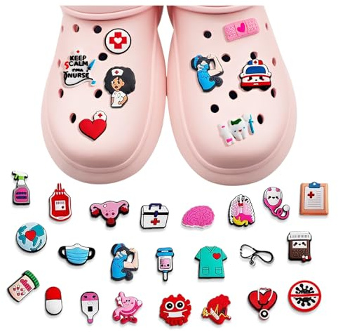 HMCEY 30 Stück Schuh Charms Krankenschwester,Schuhschmuck Mädchen,Schuhanstecker für Crocs,Schuhanhänger,Anstecker Pin Medizin,Cartoon Schuh Dekoration,Shoe Charms,Nurse Accessories Pin für DIY