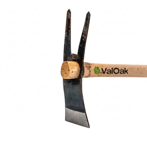 Valoak Zappino Bidente da Giardinaggio | Manico in Legno di Faggio da 60 cm | Lama in Acciaio da 24 cm | Made in Italy