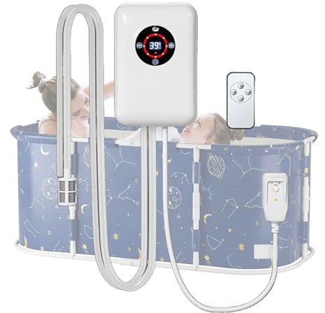 Weyot Water Heater for Bathtub and Bucket, Adjustable Bath Thermostat Heater, 30-43°C Constant Temperature Control, Winter Christmas Or Birthday Gift For Bath LoversWhite,22x14.8x7.5cm
