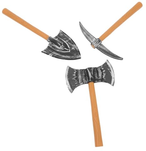 JOINPAYA Set 3 Pezzi Attrezzi Falsi Nano Per Costume Di Halloween, Piccone e Vanga in Plastica Realistica Per Cosplay e Feste Di Travestimento, Accessori Sicuri Per Ragazzo Ragazza, Donne e Uomini