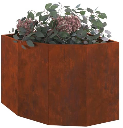 vidaXL Macetero de Esquina Oxidado 60 x 60 x 50 cm Acero Oxidado, Caja de Plantas Exterior, Jardinera de Acero Resistente, Ahorro de Espacio, rincón, exhibición Moderna de Flores