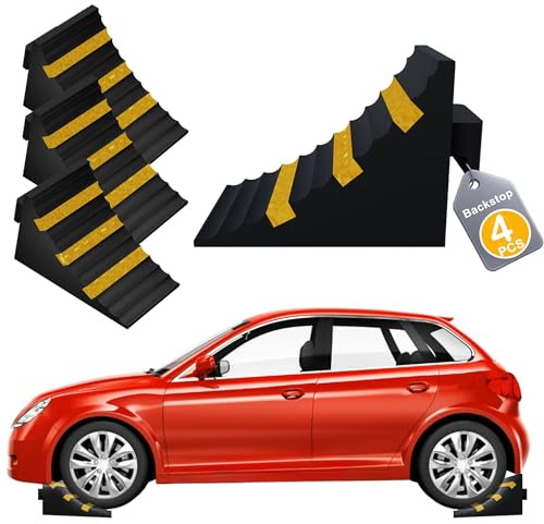 UISEBRT 4 Stück Gummi Unterlegkeil mit Griff,Robuste, rutschfeste LKW Radkeil,Unterlegkeile Anhänger Schwerlast für PKW, Anhänger, Wohnwagen, Auto, Wohnmobil Hänger,Schwarz & Gelb