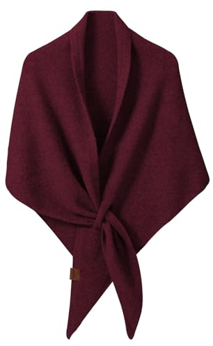 wocharm Women's Pashmina Shawl Wraps, Soft Open Front Poncho Sweater, Knitted Shawls Wool Cashmere Shoulder Top Sweater Shawls Triangle Scarf (Burgundy)