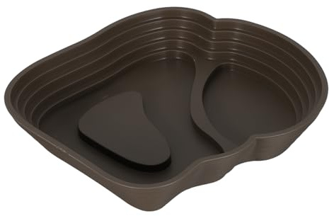 Hemobllo Bañera para Tortugas Grande 24 Cm Marrón Oscuro con Doble Función Cuenco de Agua y Plato de Alimentación para Reptiles Resistentes y Antisalpicaduras para Terrarios