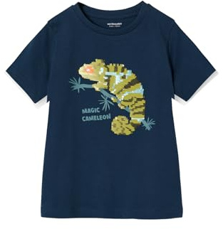 Vertbaudet Jungen T-Shirt mit Wende-Pailletten Aquamarine 110