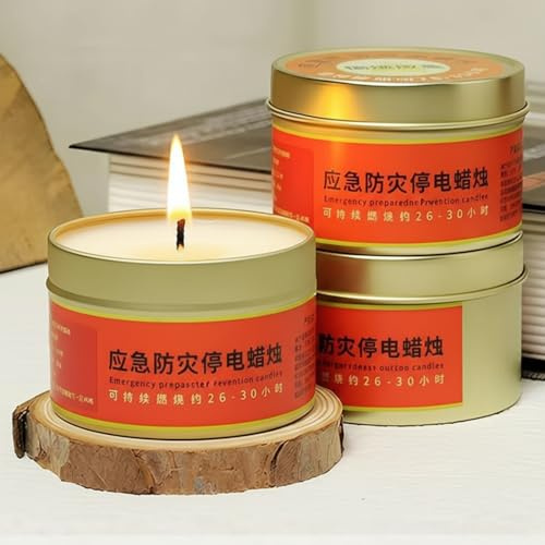 3 Pieza Velas De Supervivencia A Granel, 30 Horas De Duración - Resistentes Al Agua, Portátiles | Equipo De Iluminación Para Cortes De Energía | Ideal Para Camping, Emergencias En Casa