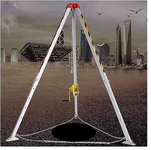Telescopic Rescue Tripod with Winch Cable - Portable Emergency Lifting Equipment for Confined Spaces and Tunnels, Lightweight Safety Solution for Quick Response