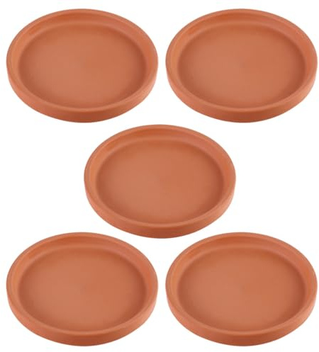 Alipis Plateaux en Terre Cuite pour Plantes 5pcs, Soucoupes à Plantes en Céramique Étanches, Faciles à Nettoyer, pour Pots de Fleurs Intérieur et Extérieur Pendant Chaude