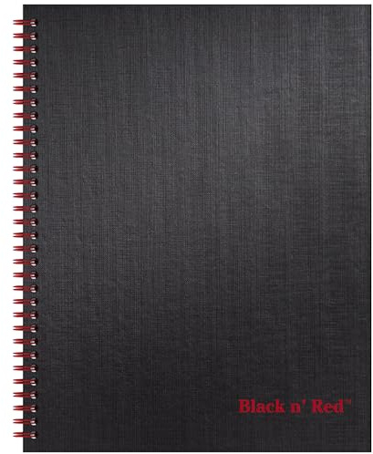 Black n' Red Notebook, Business Journal, 11 x 8-1/2, 70 Sheets, Ruled, Optik Paper, Scribzee App, Hardcover, Wirebound, Black (K67030)