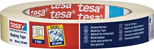 tesa Indoor Masking Tape for Painting and Decorating - 3 Day Residue Free Removal, 50 m x 25mm