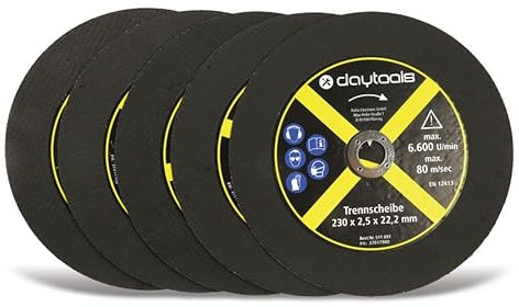 DAYTOOLS Lot de 5 disques à tronçonner métal 230 x 2,5 x 22,2 mm