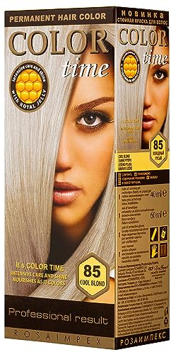 Color Time Permanente Haarfarbe im Gel Kühlblond 85-100 ml | Sanfte und Gleichmäßige Anwendung | Gelée Royale und Vitamin C für Natürlichen Glanz | Grauabdeckung
