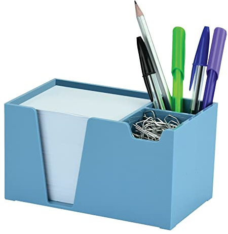 Acrimet Schreibtisch-Organizer für Stifte, Kugelschreiber, Papier, Büroklammern, Utensienhalter (Kunststoff) (Weißes Papier enthalten) (Blau)
