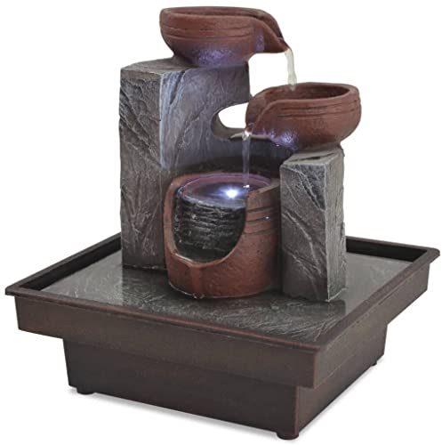vidaXL Fontana da Interni con Luce LED in Poliresina Decorativa Gioco d'Acqua