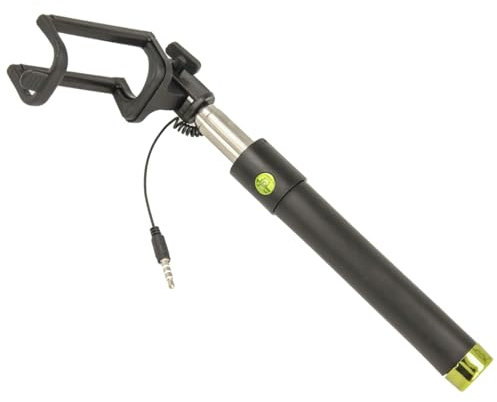 Palo Selfie Universal con Cable, Soporte de Teléfono Móvil para Autorretratos, Negro y Verde