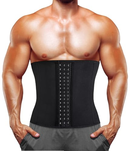 Junlan Fascia Addominale Dimagrante per Uomo Cintura Regolabile Lombare Sauna di Allenamento Waist Trimmer Belt Snellente Dimagrire (Nero, L)