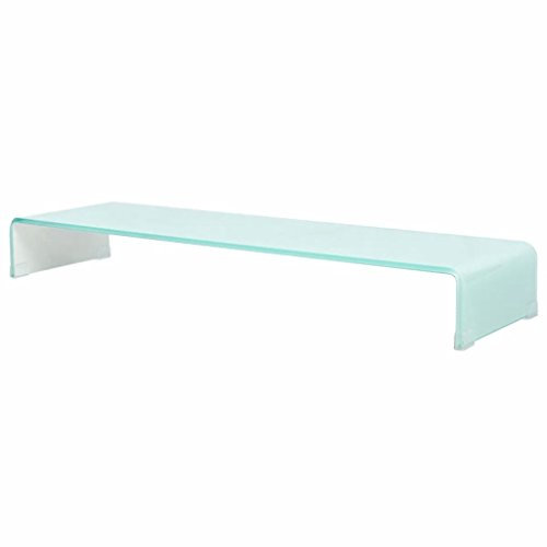 Festnight Glas monitorstativ | TV-glasmonterare monitor höjd | vit 100 x 30 x 13 cm 12 mm