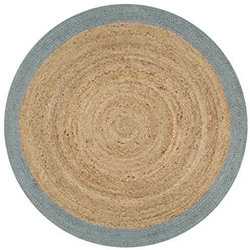 vidaXL Teppich Handgefertigt Jute mit Olivgrünem Rand 120 cm