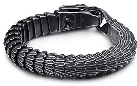WANGLXTC Titan Stahl Armband, Handgelenk poliert Panzerkette Kettenarmband Schmuck Herren Exquisiter Accessoire, Black