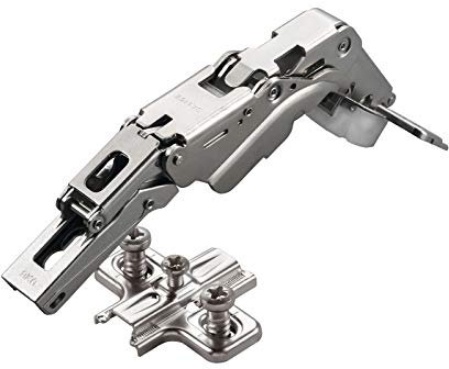 2 x Salice Topfband 155° Serie 200 (Null-Einsprung) mit Dämpfer im Topf Bohrbild T52 Eckanschlag mit Kreuz-Montageplatte Höhe 6 mm mit Euroschrauben, Langlochverstellung Schrankscharnier von SO-TECH®