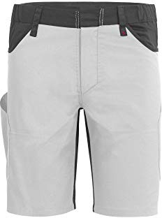 Qualitex X-Serie Unisex Shorts in weiß/grau Größe 54, Kurze Arbeitshose für Herren und Damen, Arbeits-Bermuda mit vielen Werkzeugtaschen