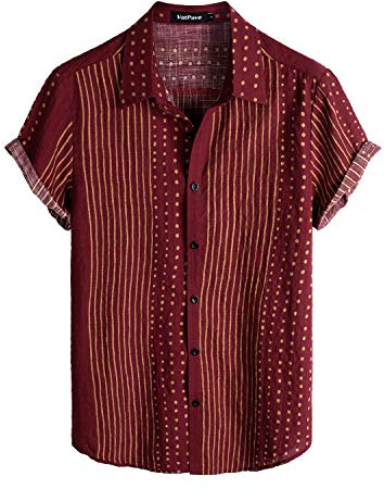 VATPAVE Mens Short Sleeve Button Down Shirts Summer Hawaiian Shirt | Floral, Casual Beach Resort Wear, Vintage, Floral Flower Tropical Print, Regular Fit, Holiday, Vacation, Country Concert