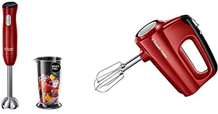 Russell Hobbs Desire Frullatore Ad Immersione, 500 W, 2 Velocita', Rosso & Desire Sbattitore, 350 W, Plastica, 5 Velocita', Rosso