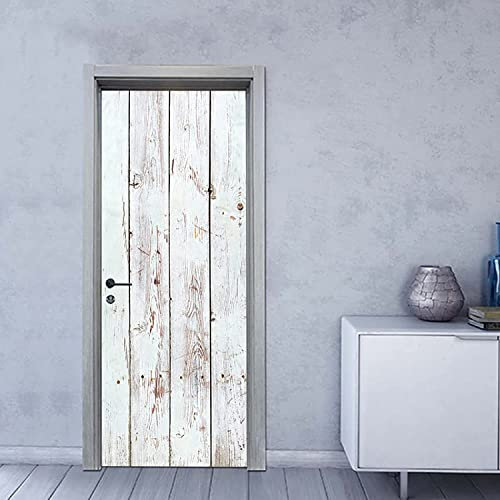3D Türaufkleber Türtapete Selbstklebend Türposter Alte Weiße Holztür 90 X 210 Cm - Fototapete Türfolie Wasserdichte Abnehmbare Pvc Türtapete Innentür Schlafzimmer Küche Bad Home Deko - Türfoto