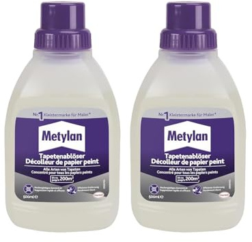 Metylan Tapetenablöser Tapetenlöser mit Aktiv-Wirkstoff löst schnell und problemlos alle Tapeten & Raufasertapeten, leicht dosierbarer Tapetenentferner, 2x300ml