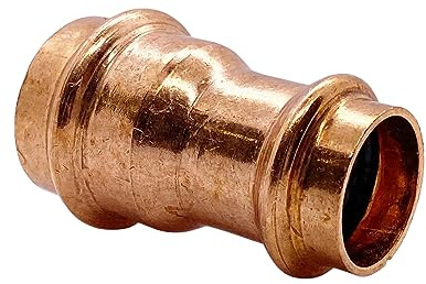 Kupfer Pressfittinge T-Stück, 90° Bogen, Kappe, Muffen, 45° Bogen, Winkel Pressfittings Reduziermuffen Rohrverbindung V Kontur (Reduziermuffe 22 x 15 mm)