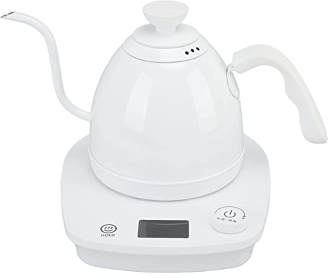 ANKROYU Hervidor Eléctrico Caliente, Hervidor Eléctrico De Cuello De Cisne De Acero Inoxidable Con Pantalla De Temperatura Para Oficina Y Hogar, Blanco Perla(220V UE)