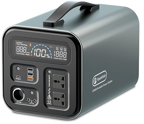 XGXHIN Portable Power Station, 1000Wh Battery, w/ 2 110V/220V 1000W (2000W Surge) AC Outlets, Fast Charging, Solar Generator(Solar Panel Not Included) for Home Backup Power, Camping