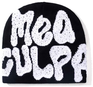 GFLPO MEA Culpa Beanie Y2k Beanie Women Beanie Y2k Hat Graphic Beanie Winter Hat Knit Skull Cap Knitted Cap Y2k Accessories