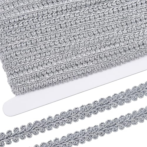 GORGECRAFT 17,5 meter metallisk spetskant broderad silverflätad centimeter kant band applikation gips vävda kanter för sömnad jul halloween hem bröllop dekoration gör-det-själv hantverk